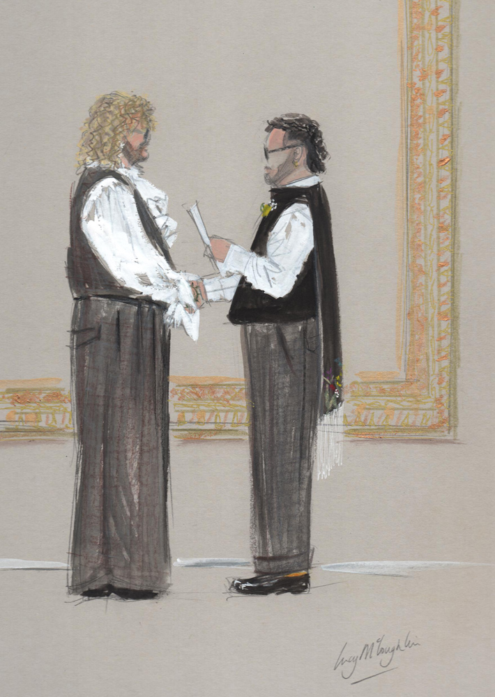 wedding ceremony painting live event artist, same sex wedding