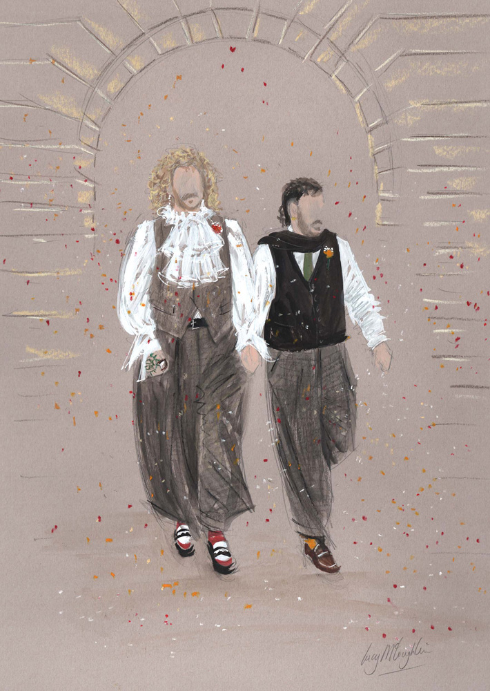 live wedding painting confetti moment same sex wedding
