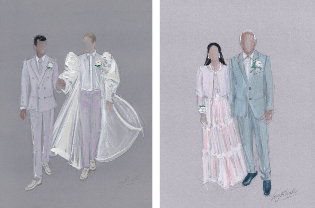 Wedding art, same-sex wedding portrait painting, live event artist, live entertainment ideas